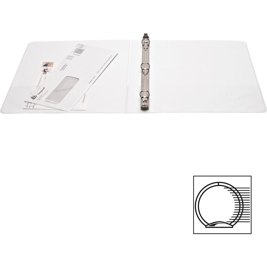 Business Source Round-ring View Binder, 1/2", Letter, 8 1/2" x 11", 125 Sheet Capacity, White (BSN09951)