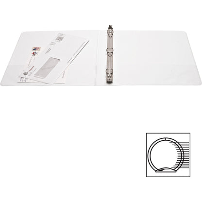 Business Source Round-ring View Binder, 1/2", Letter, 8 1/2" x 11", 125 Sheet Capacity, White (BSN09951)