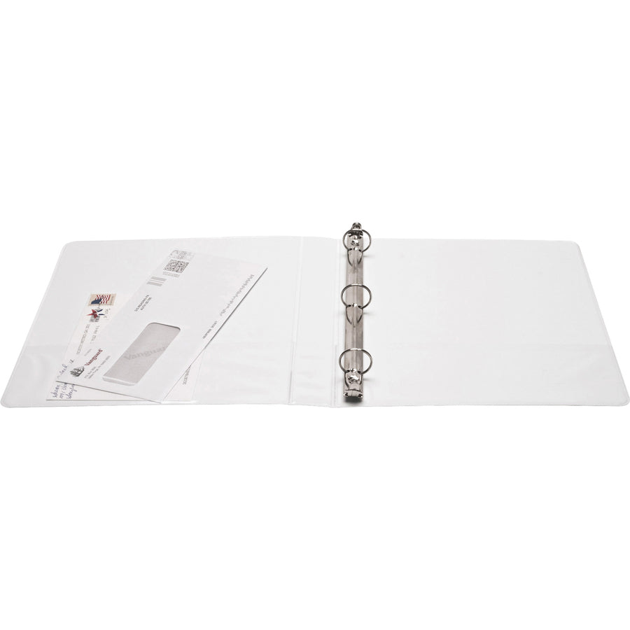 Business Source Round-ring View Binder, 1", Letter, 8 1/2" x 11", 225 Sheet Capacity, White (BSN09953)