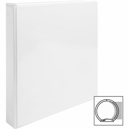 Business Source Round-ring View Binder, 1", Letter, 8 1/2" x 11", 225 Sheet Capacity, White (BSN09953)