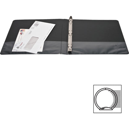 Business Source Round-ring View Binder, 1 1/2", Letter, 8 1/2" x 11", 350 Sheet Capacity, Black (BSN09954)