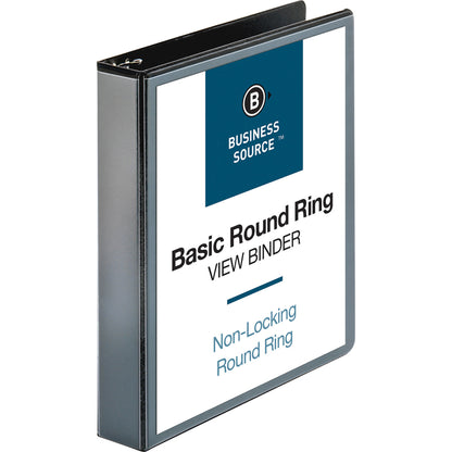 Business Source Round-ring View Binder, 1 1/2", Letter, 8 1/2" x 11", 350 Sheet Capacity, Black (BSN09954)