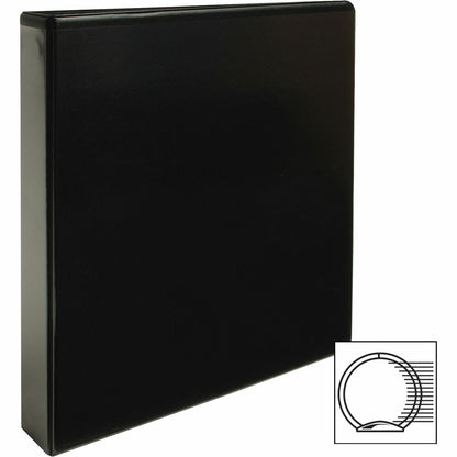 Business Source Round-ring View Binder, 1 1/2", Letter, 8 1/2" x 11", 350 Sheet Capacity, Black (BSN09954)