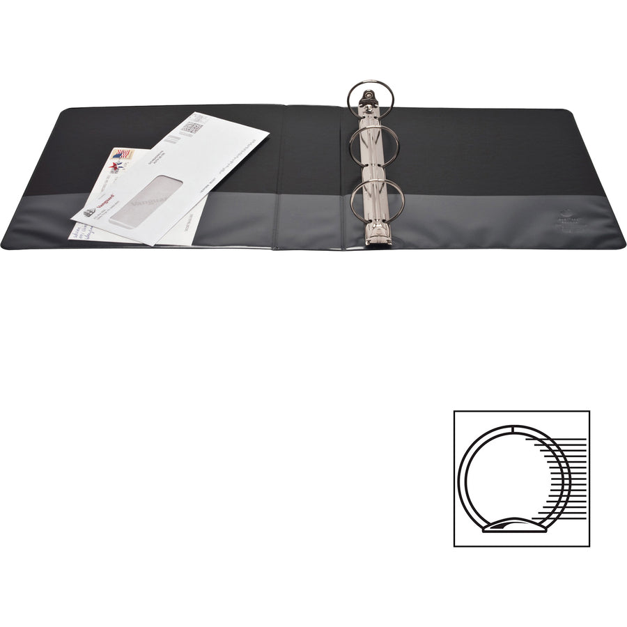 Business Source Round-ring View Binder, 2", Letter, 8 1/2" x 11", 475 Sheet Capacity, Black (BSN09956)
