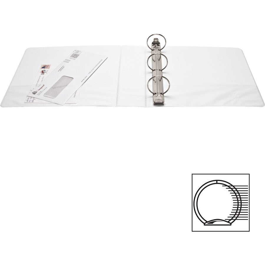 Business Source Round-ring View Binder, 2", Letter, 8 1/2" x 11", 475 Sheet Capacity, White (BSN09957)