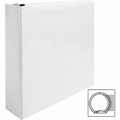 Business Source Round-ring View Binder, 2", Letter, 8 1/2" x 11", 475 Sheet Capacity, White (BSN09957)