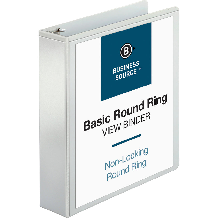 Business Source Round-ring View Binder, 2", Letter, 8 1/2" x 11", 475 Sheet Capacity, White (BSN09957)