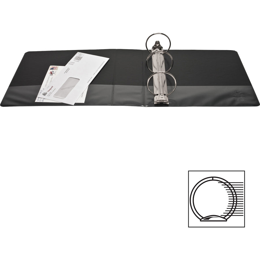 Business Source Round-ring View Binder, 3", Letter, 8 1/2" x 11", 625 Sheet Capacity, Black (BSN09958)