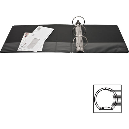 Business Source Round-ring View Binder, 3", Letter, 8 1/2" x 11", 625 Sheet Capacity, Black (BSN09958)