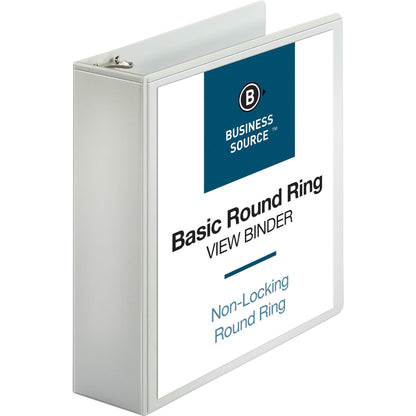Business Source Round-ring View Binder, 3", Letter, 8 1/2" x 11", 625 Sheet Capacity, White (BSN09959)