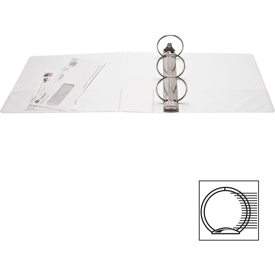 Business Source Round-ring View Binder, 3", Letter, 8 1/2" x 11", 625 Sheet Capacity, White (BSN09959)