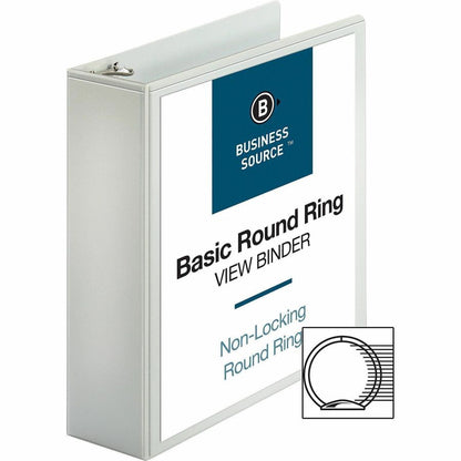 Business Source Round-ring View Binder, 3", Letter, 8 1/2" x 11", 625 Sheet Capacity, White (BSN09959)