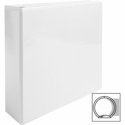 Business Source Round-ring View Binder, 3", Letter, 8 1/2" x 11", 625 Sheet Capacity, White (BSN09959)