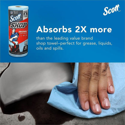 Scott Original Shop Towels, Fresh, 9.40" x 11", 55 Sheets/Roll, Blue, 1 Roll (KCC75147)