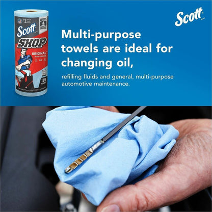 Scott Original Shop Towels, Fresh, 9.40" x 11", 55 Sheets/Roll, Blue, 1 Roll (KCC75147)