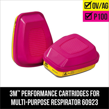 3M 60923 Organic Vapor/Acid Gas Cartridge/Filter, Reusable, 2/Bag (MMM60923)