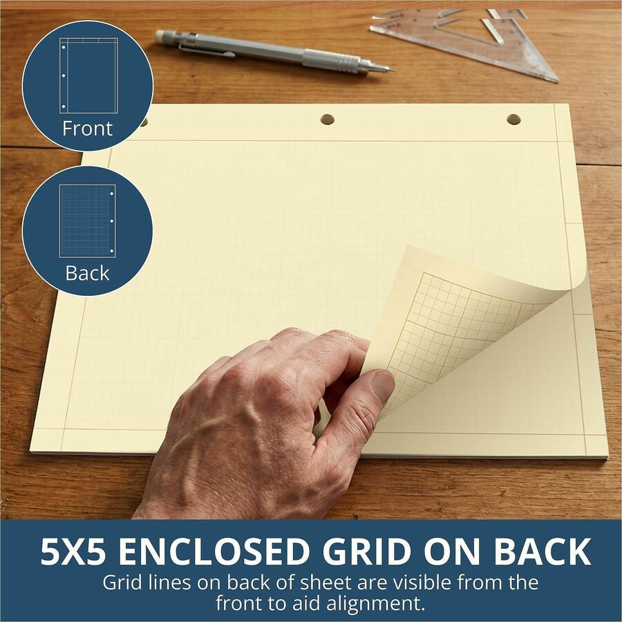 Roaring Spring 5x5 Grid Engineering Pad, 100 Sheets, 200 Pages, Buff Paper (ROA95182)
