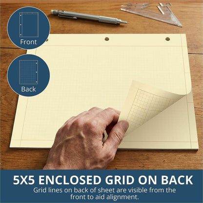 Roaring Spring 5x5 Grid Engineering Pad, 100 Sheets, 200 Pages, Buff Paper (ROA95182)