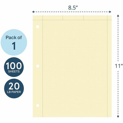 Roaring Spring 5x5 Grid Engineering Pad, 100 Sheets, 200 Pages, Buff Paper (ROA95182)