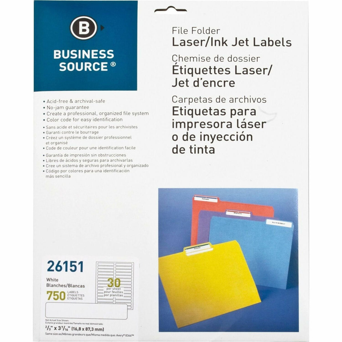 File Label Frame's Business Business Source File Folder Labels, Laser/Inkjet, White (BSN26151 ...