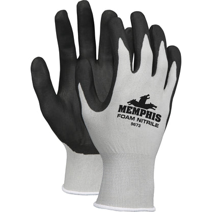 Memphis Nitrile Coated Knit Gloves, Large, Gray, Black, 12/Dozen (MCS9673L)