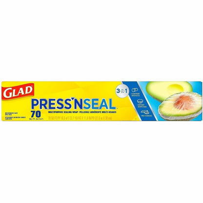 Glad 70 Square Foot Press'n Seal Food Plastic Wrap, 11.80" x 71.10 ft (CLO70441EA)