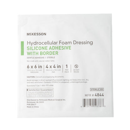 McKesson Foam Dressing 6 X 6 Inch With Border Film Backing Silicone Gel Adhesive Square Sterile (886433_BX)