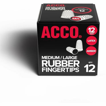 ACCO Rubber Finger Tips, #12 with 0.69" Diameter, Medium/Large, Amber, 12/Box (ACC54032)
