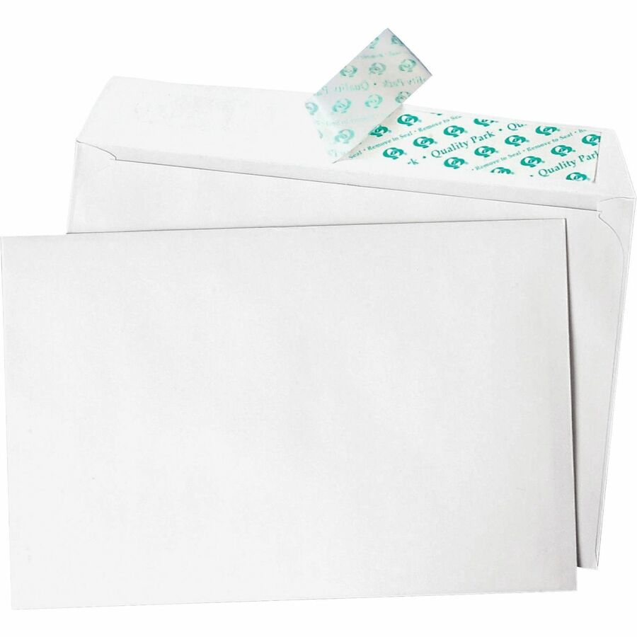 Quality Park Greeting Card/Invitation Envelope, A-9, Square Flap, Redi-Strip Adhesive Closure, 5.75 x 8.75, White, 100/Box (QUA10750)