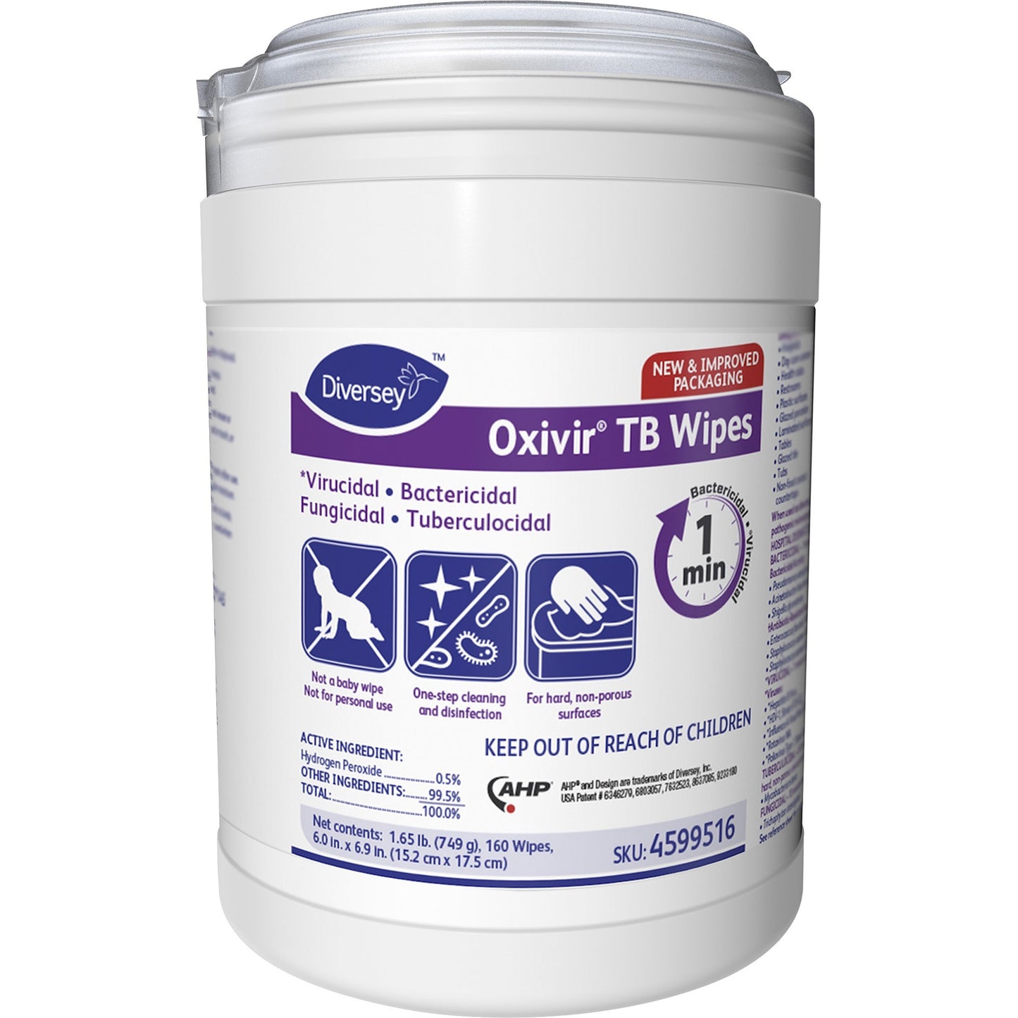 Diversey Oxivir Tb Wipes, Characteristic Scent, 7" x 6", 160/Tub  (DVO4599516)