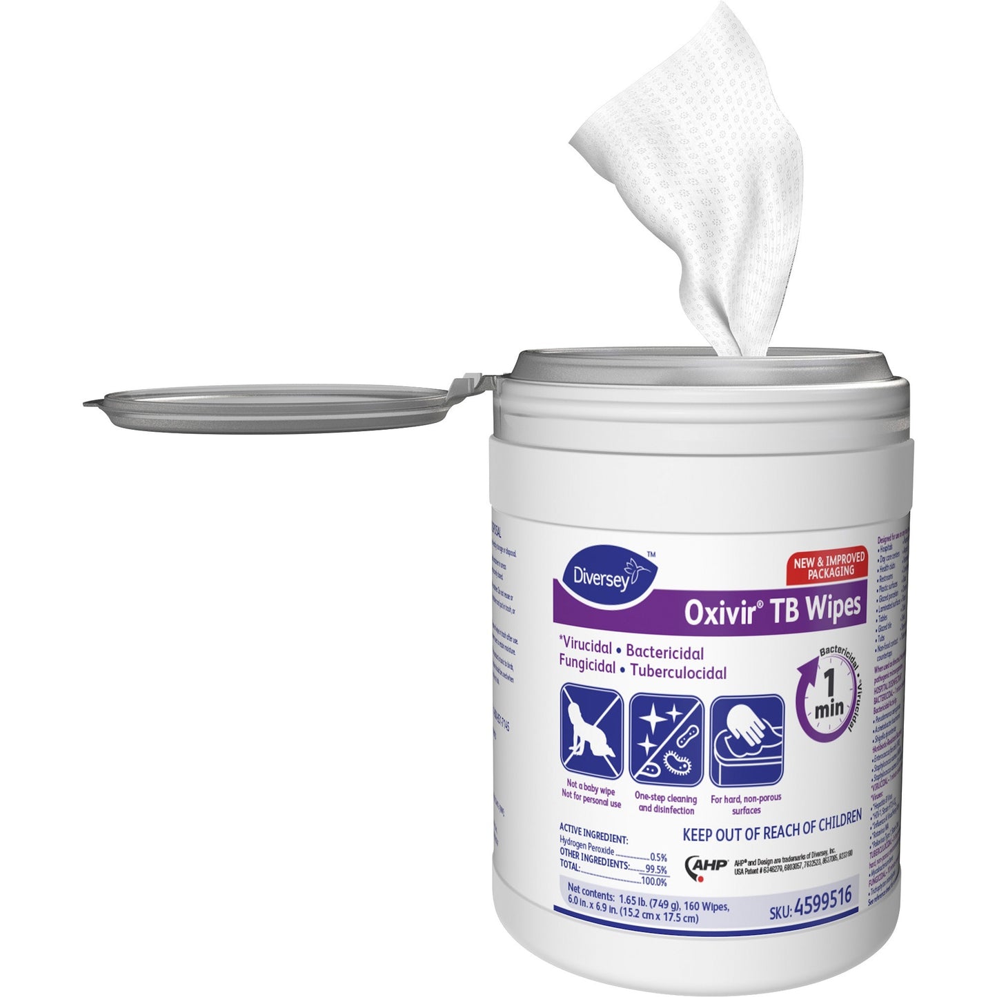 Diversey Oxivir Tb Wipes, Characteristic Scent, 7" x 6", 160/Tub  (DVO4599516)