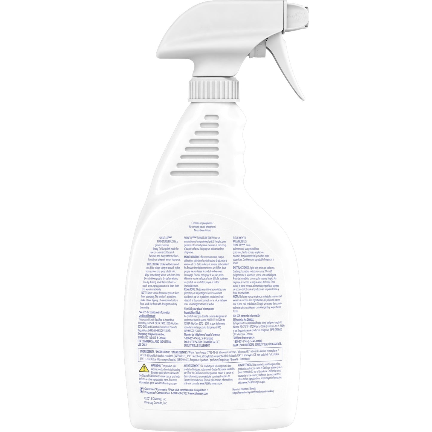 Diversey Shine-Up Lemon Furniture Polish, Ready-To-Use Spray, 32 fl oz, Lemon Scent (DVO4995480)