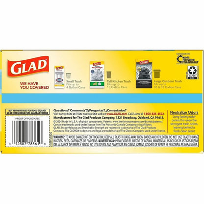 Glad ForceFlex Tall Kitchen Drawstring Trash Bags, 13 gal Capacity, 1.05 mil, 40/Box (CLO78361BX)