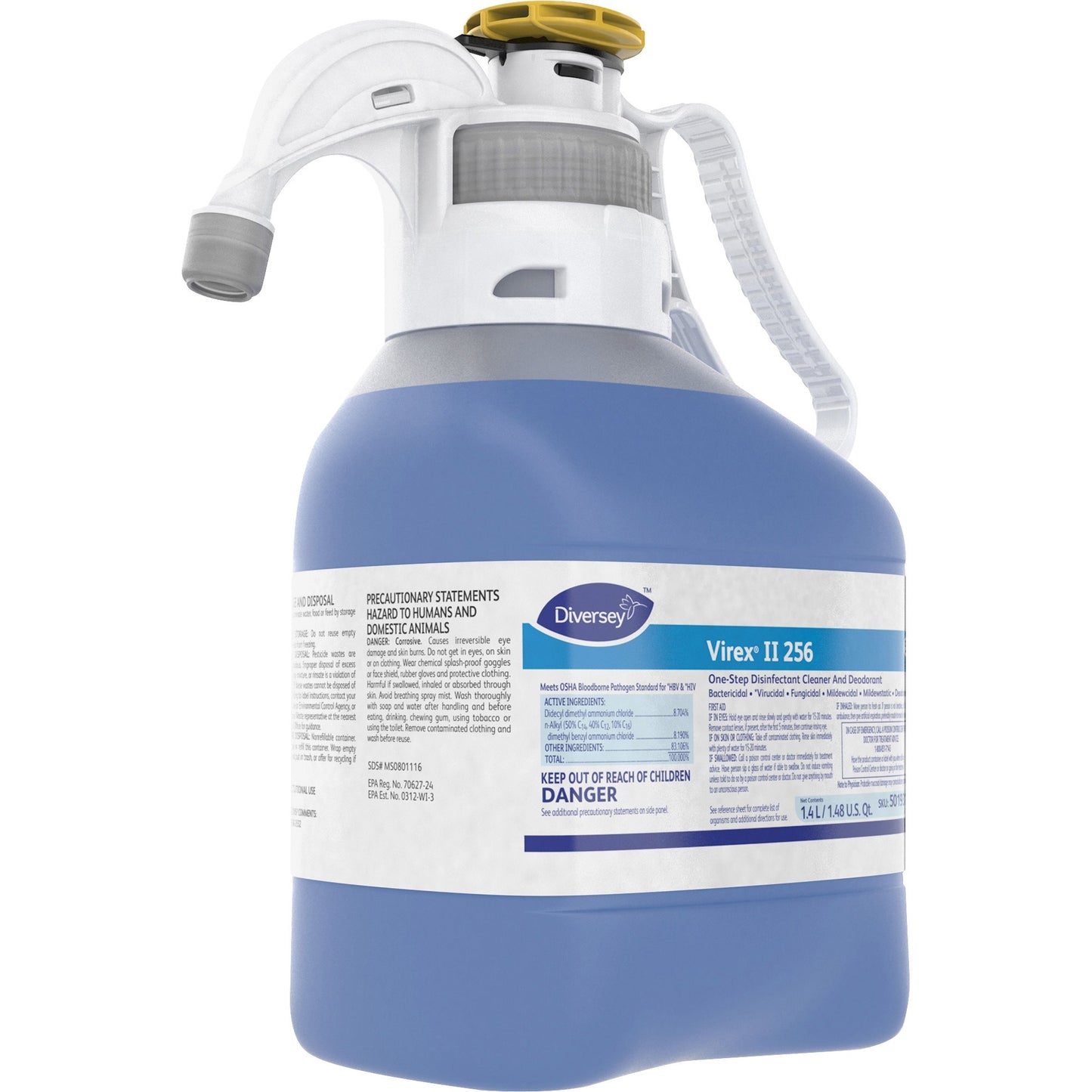 Virex II 256 Diversey Virex II 1-Step Disinfectant Cleaner, 47.3 fl oz, Minty Scent (DVO5019317)
