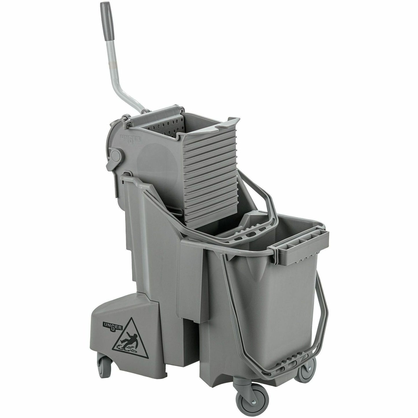 Unger SmartColor Dual-Compartment Mop Bucket, 7.93 gal, Black (UNGCOMBG)