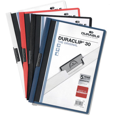 DURABLE DURACLIP Letter Report Cover, 8 1/2" x 11", 30 Sheets Capacity, Vinyl, Steel, Black (DBL220301)