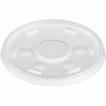 Dart 10 oz HIPS Plastic Straw-Slotted Lid, Translucent, 3.5" Diameter, 100/Pack (DCC10SLPK)