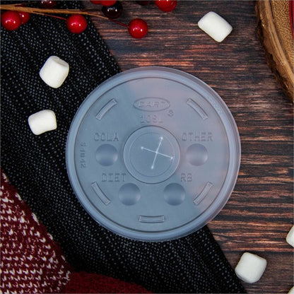 Dart 10 oz HIPS Plastic Straw-Slotted Lid, Translucent, 3.5" Diameter, 100/Pack (DCC10SLPK)