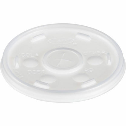 Dart 10 oz HIPS Plastic Straw-Slotted Lid, Translucent, 3.5" Diameter, 100/Pack (DCC10SLPK)