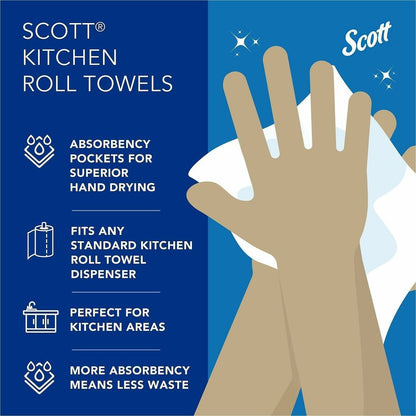 Scott Kitchen Paper Towels with Fast-Drying Absorbency Pockets, 1 Ply, 11" x 8.78" Length, 128 Sheets/Roll (KCC41482RL)