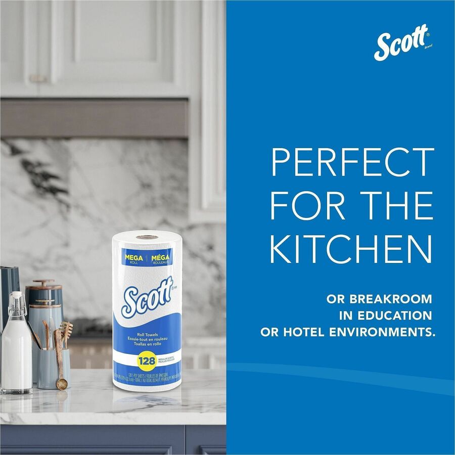 Scott Kitchen Paper Towels with Fast-Drying Absorbency Pockets, 1 Ply, 11" x 8.78" Length, 128 Sheets/Roll (KCC41482RL)