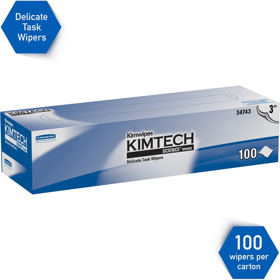 KIMTECH Delicate Task Wipers, Pop-Up Box, For Laboratory, Absorbent, White/, 1 Box (KCC34743)