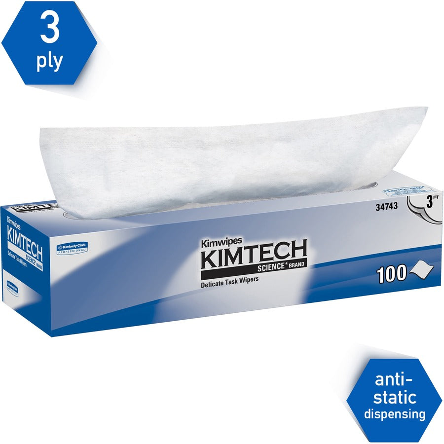 KIMTECH Delicate Task Wipers, Pop-Up Box, For Laboratory, Absorbent, White/, 1 Box (KCC34743)
