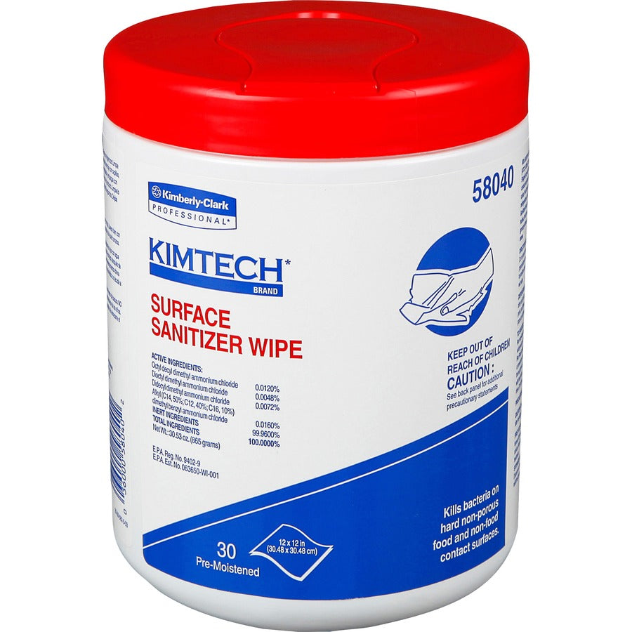 KIMTECH Prep Surface Sanitizer Wipes, 30/Tub  (KCC58040)