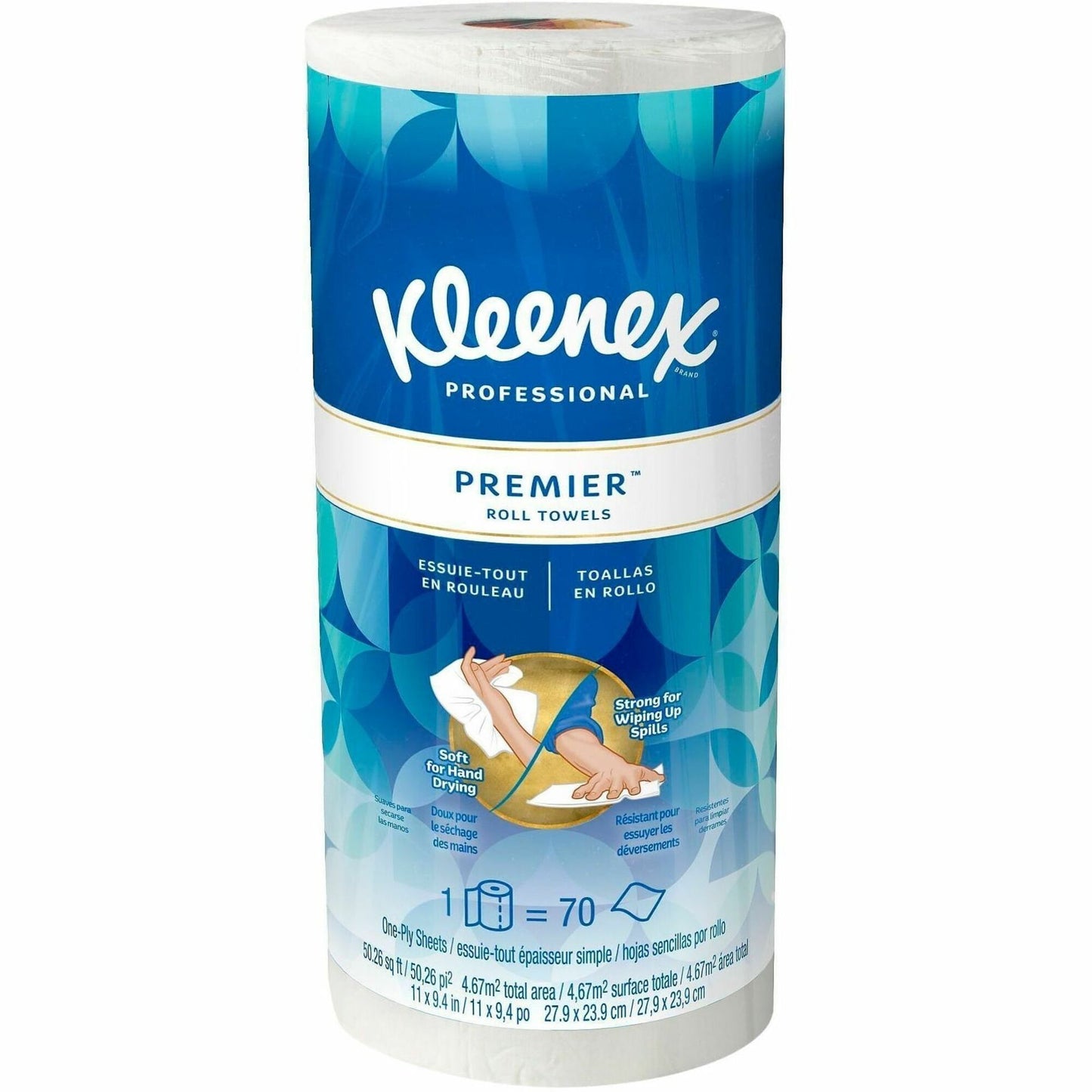 Kleenex Premier Kitchen Paper Towels, 1 Ply, 10.40" x 11", 70 Sheets/Roll, White, Paper, 1 Roll (KCC13964)