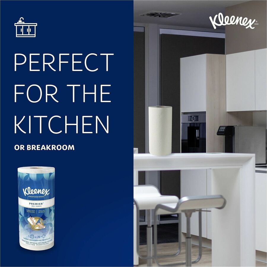 Kleenex Premier Kitchen Paper Towels, 1 Ply, 10.40" x 11", 70 Sheets/Roll, White, Paper, 1 Roll (KCC13964)