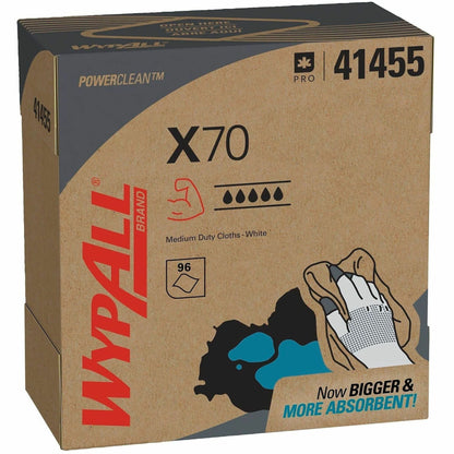 Wypall PowerClean X70 Medium Duty Cloths, Pop-Up Box, 8.34" x 16.80", 100/Box (KCC41455BX)