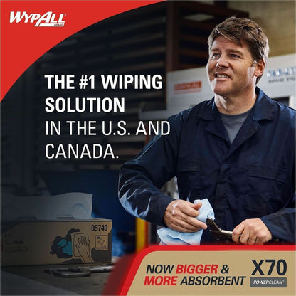 Wypall PowerClean X70 Medium Duty Cloths, Pop-Up Box, 8.34" x 16.80", 100/Box (KCC41455BX)