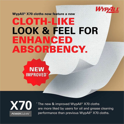 Wypall PowerClean X70 Medium Duty Cloths, Pop-Up Box, 8.34" x 16.80", 100/Box (KCC41455BX)
