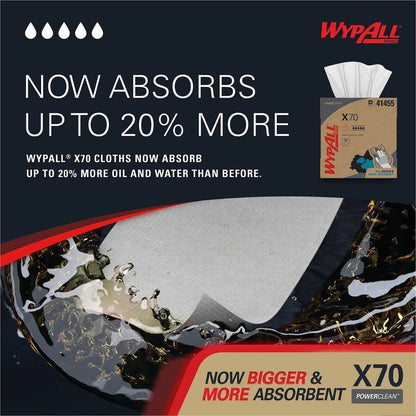 Wypall PowerClean X70 Medium Duty Cloths, Pop-Up Box, 8.34" x 16.80", 100/Box (KCC41455BX)